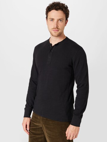 rag & bone Shirt 'classic henley' in Zwart: voorkant