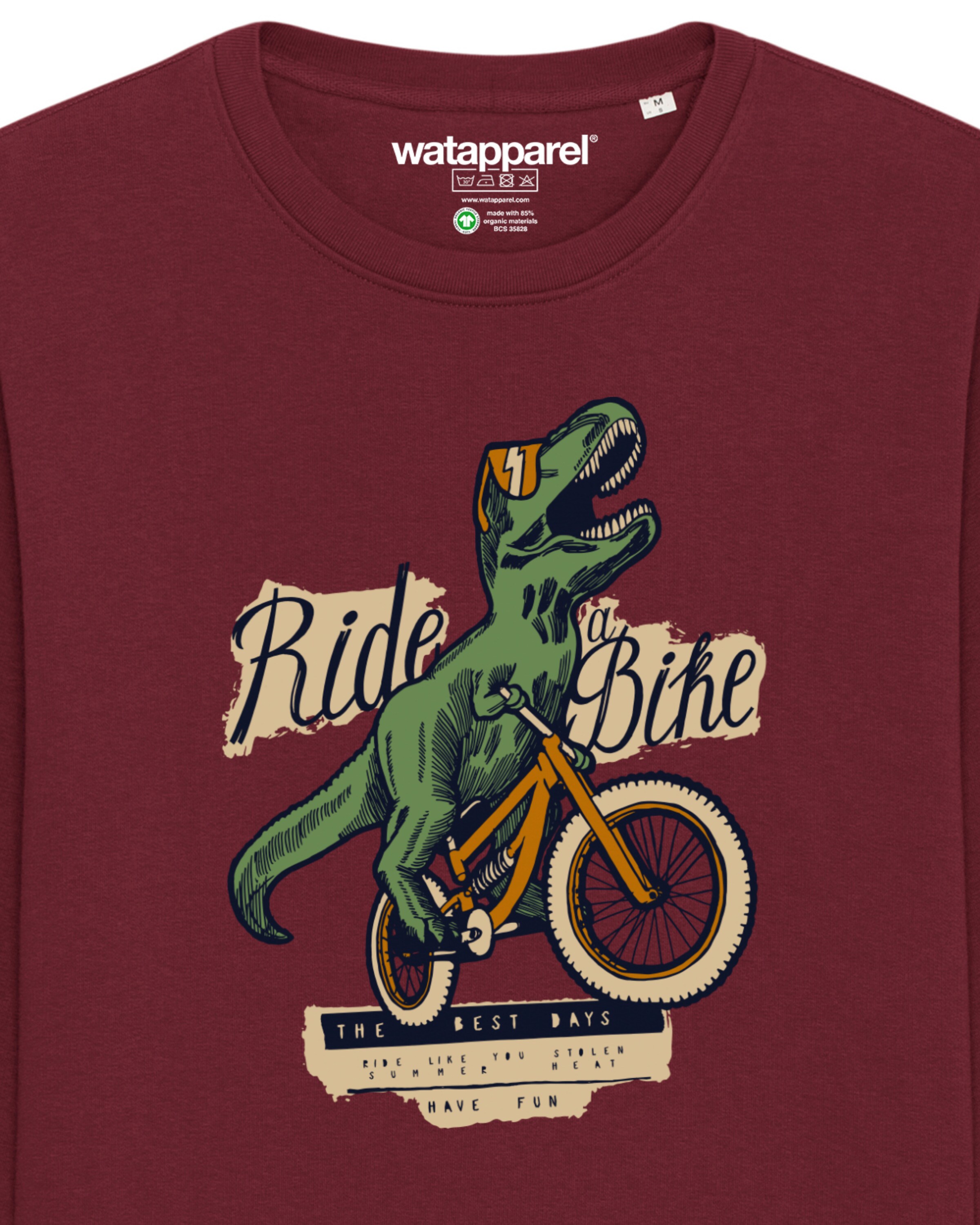 Watapparel Sweatshirt ' T-Rex Fahrrad ' in Rot