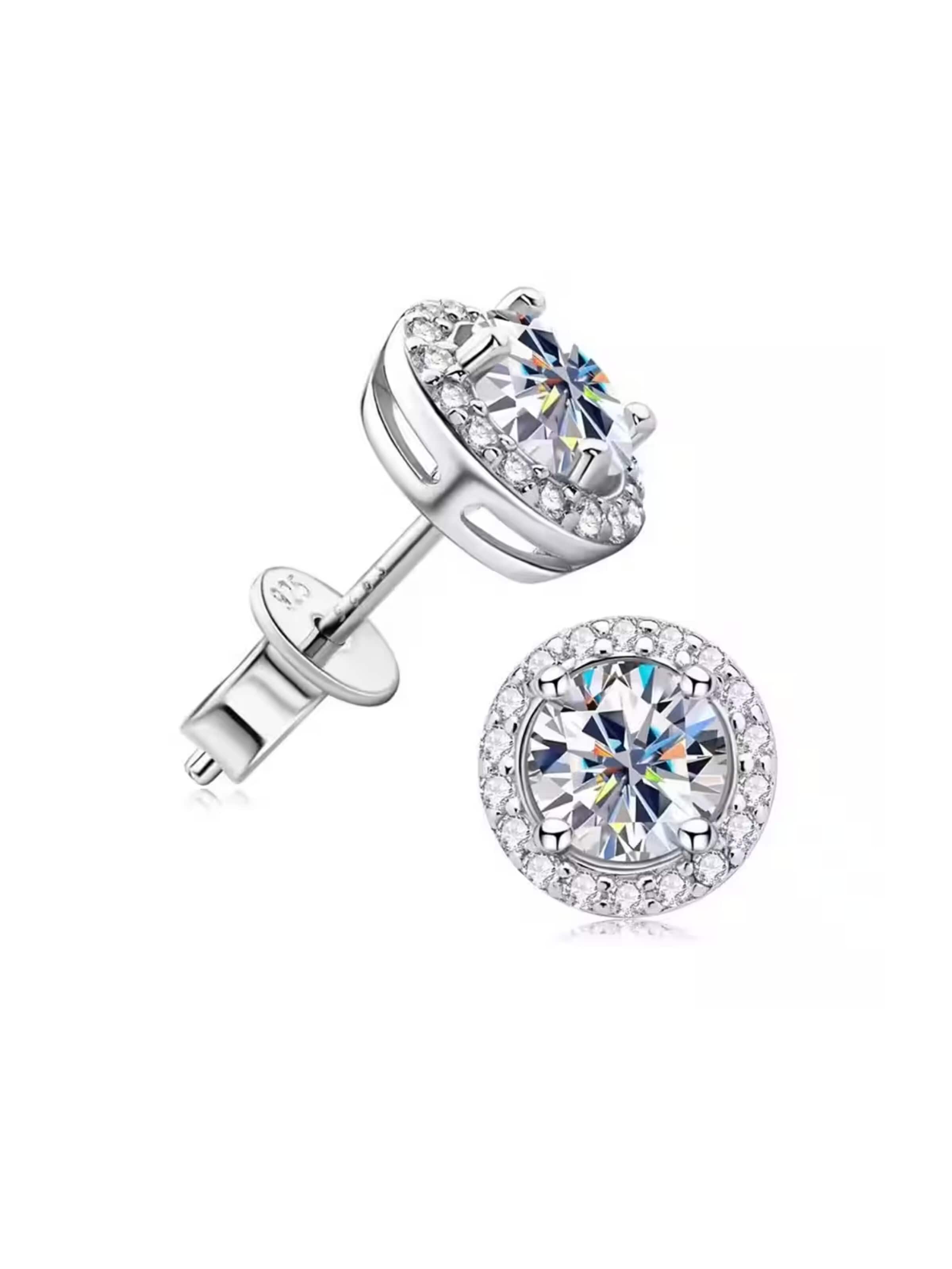 ROUGEMONT Jewellery Earrings 'Funkelnde Moissanit Ohrstecker Mirage 0,5ct Gold' in Silver: front