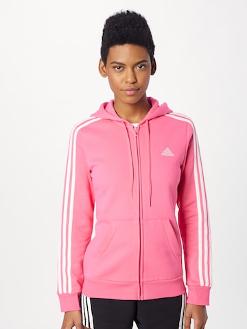 ADIDAS SPORTSWEAR Athletic Zip-Up Hoodie 'Essentials Fleece 3-Stripes ' in Purple: front