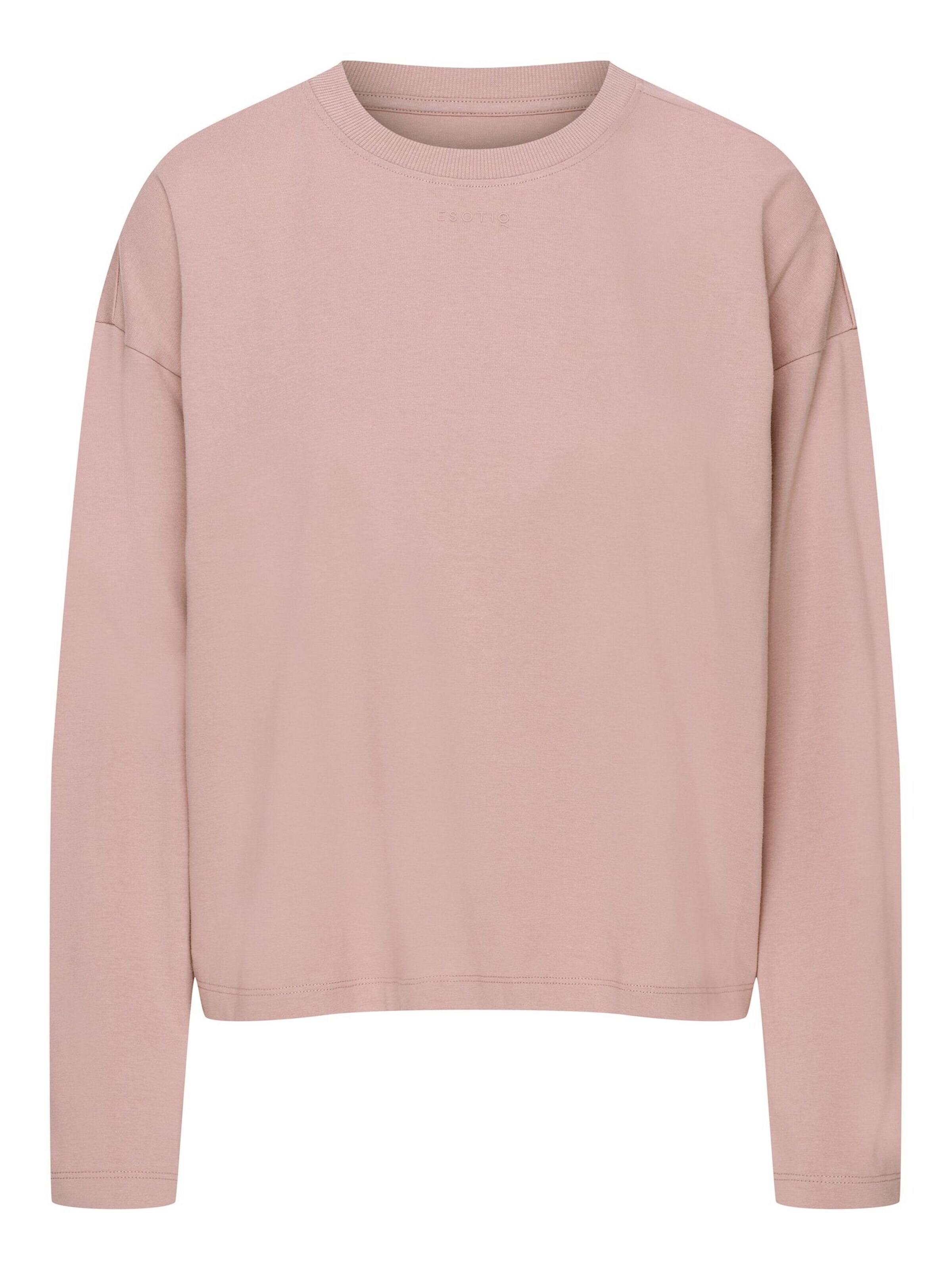 ESOTIQ Shirt 'Boxy-Langarmshirt aus Baumwolle mit Logo, Ruthie' in Pink: front