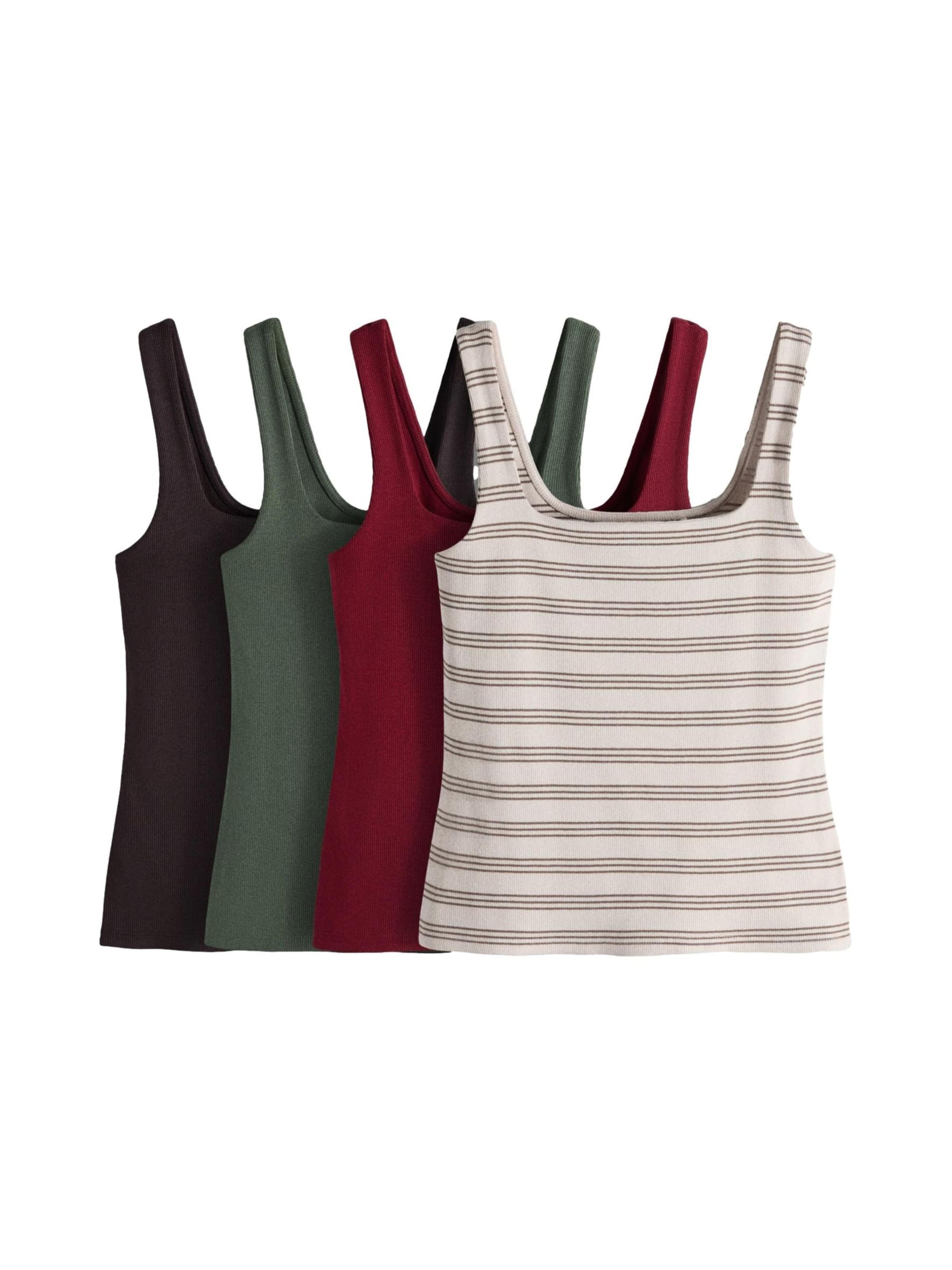 The Set Top in XS in de kleur Chocoladebruin / Kaki / Donkergroen / Donkerrood, Productweergave
