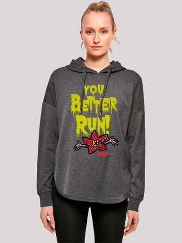 F4NT4STIC Sweatshirt 'Stranger Things You Better Run Netflix TV Series' in Grey: front