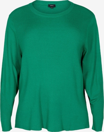 Zizzi Пуловер 'Mella' в зелено: отпред