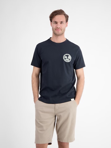LERROS Lässiges, unifarbenes T-Shirt aus reiner Baumwolle mit Print in Blau: Vorderseite