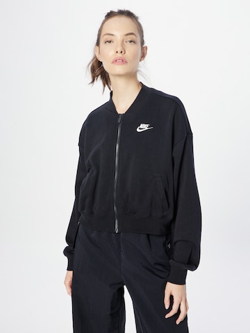 Nike Sportswear - Sudadera con cremallera en negro: frente