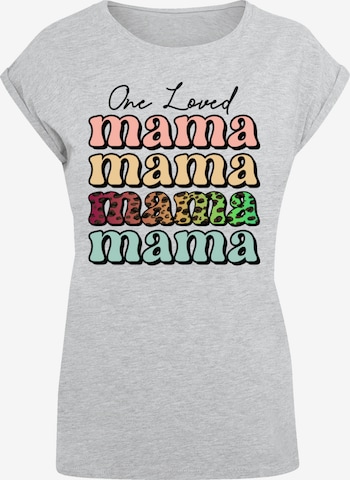 T-shirt 'Mothers Day Mama Typography Leopard Print Pastel' F4NT4STIC en gris : devant
