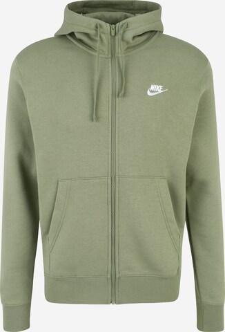 Nike Sportswear - Casaco em moletão 'Club Fleece' em verde: frente