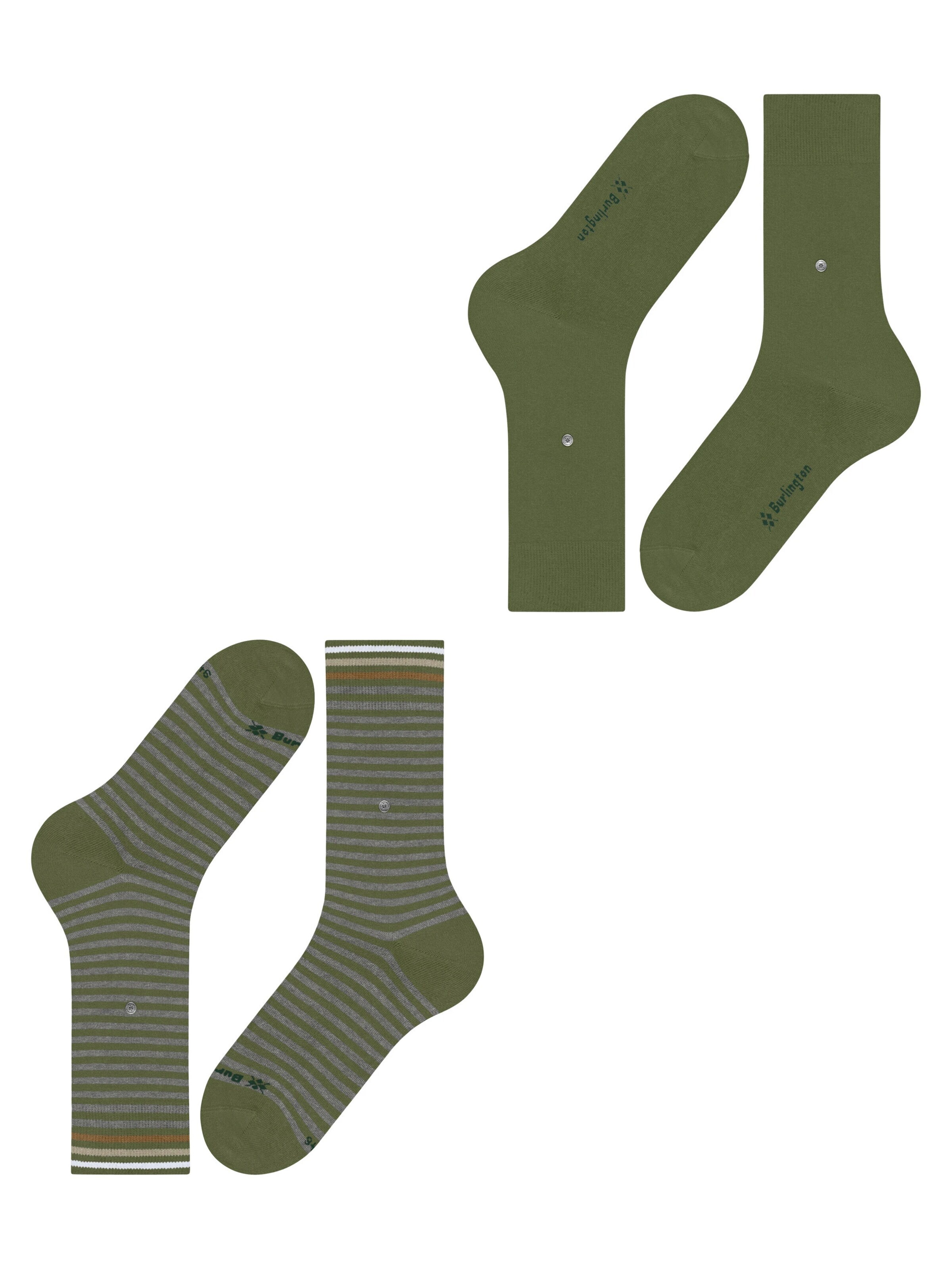 BURLINGTON Socks 'Everyday Stripe 2-Pack' in Green