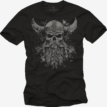 MAKAYA Shirt 'Viking Skull' in Black: front