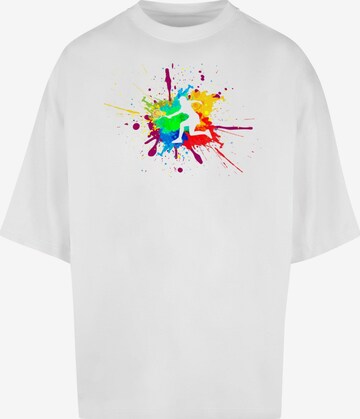 Merchcode Shirt 'Color Splash Player' in White: front