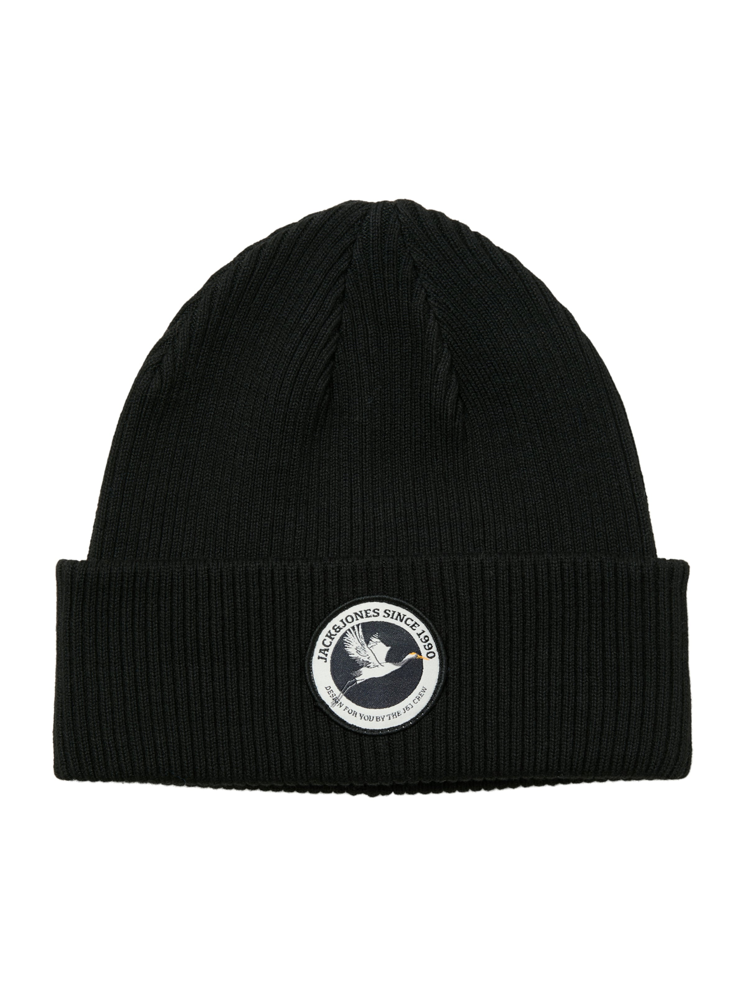 juoda JACK &amp; JONES Megzta kepurė &#x27;JACKENJI&#x27;: priekis