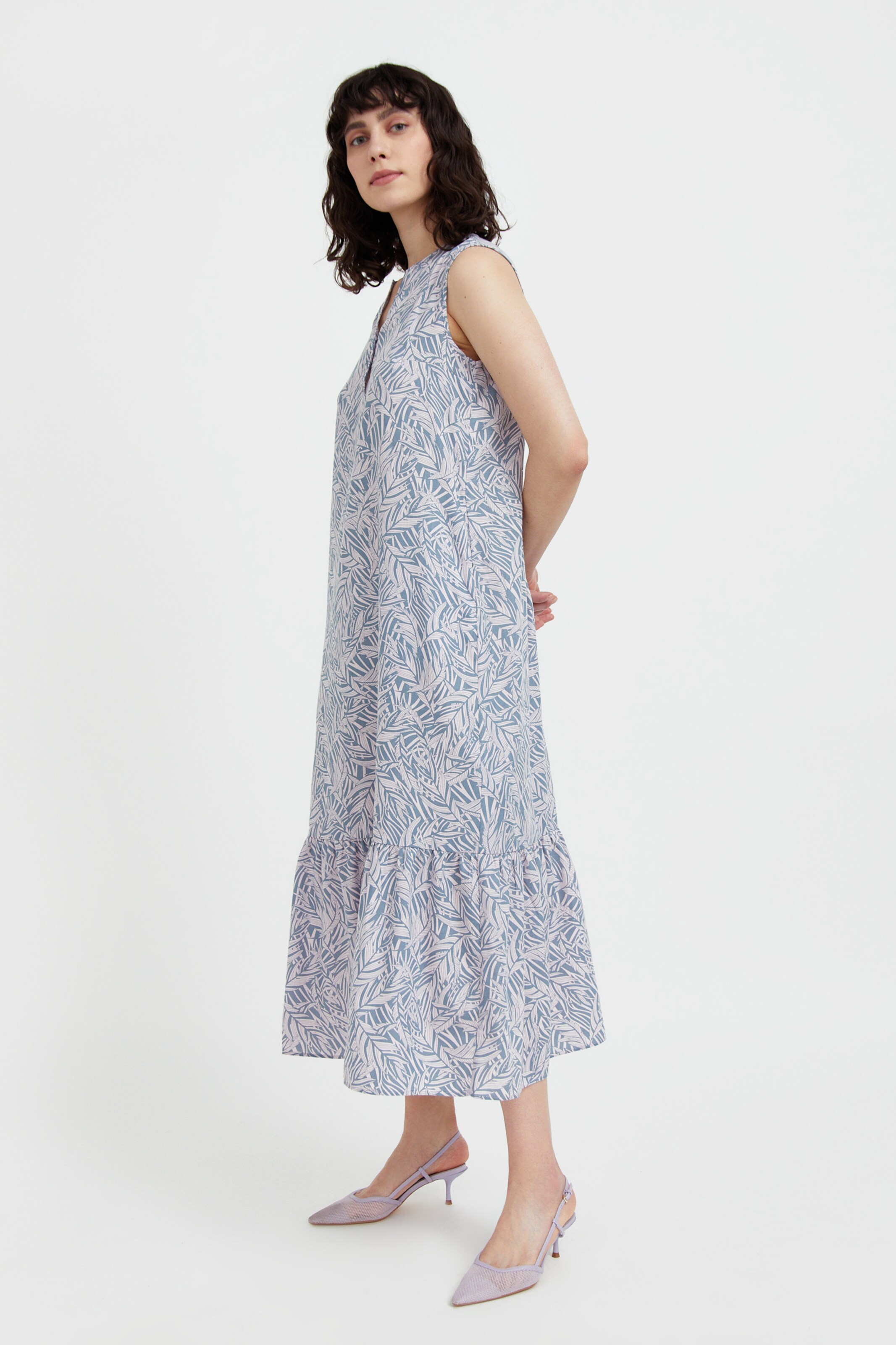 Frauen Große Größen Finn Flare Sommerkleid in Blau, Weiß - MC46691 Frauen Große Größen Finn Flare Sommerkleid in Blau, Weiß - MC46691
