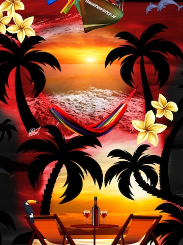 Hawaiihemdshop.de Regularny krój Koszula 'Hawaiihemd Paradise Night' w kolorze czarny