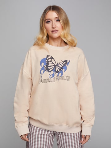 ABOUT YOU x Sharlota Sweatshirt 'Franca' in Beige: front