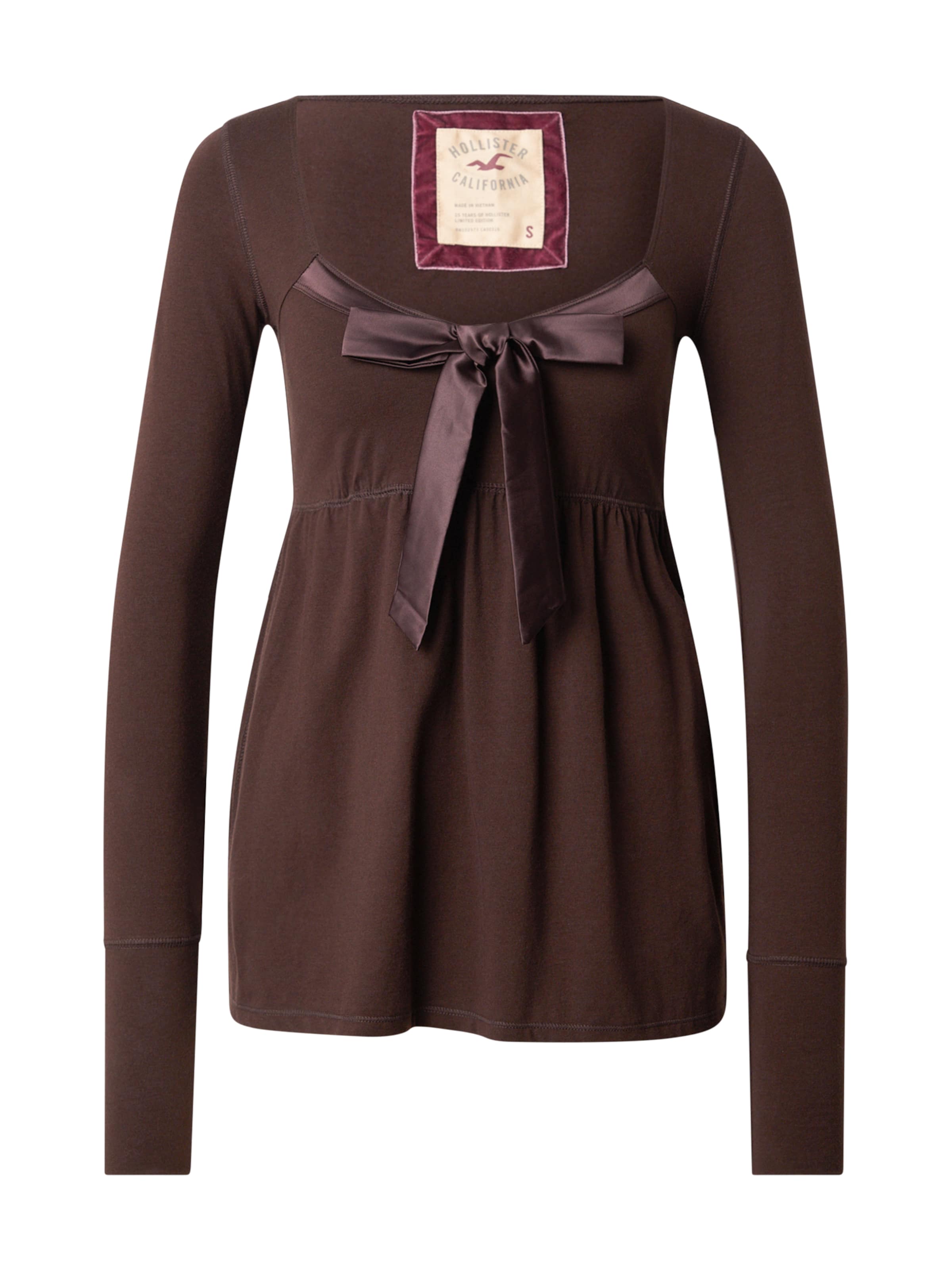 HOLLISTER Тениска в кафяво: отпред