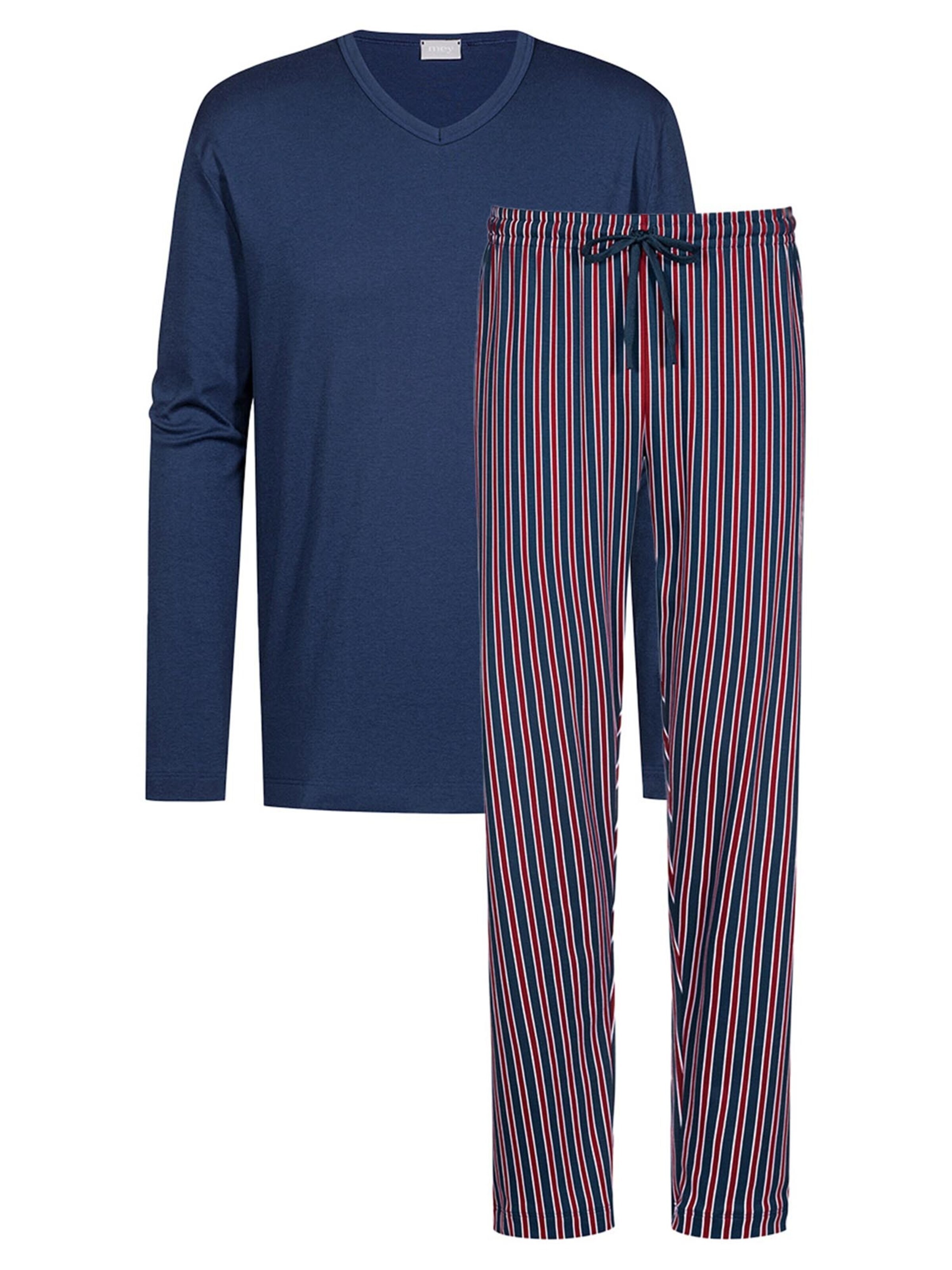 Mey Pyjama lang 'Graphic Stripes'‌‌ in Blau: Vorderseite