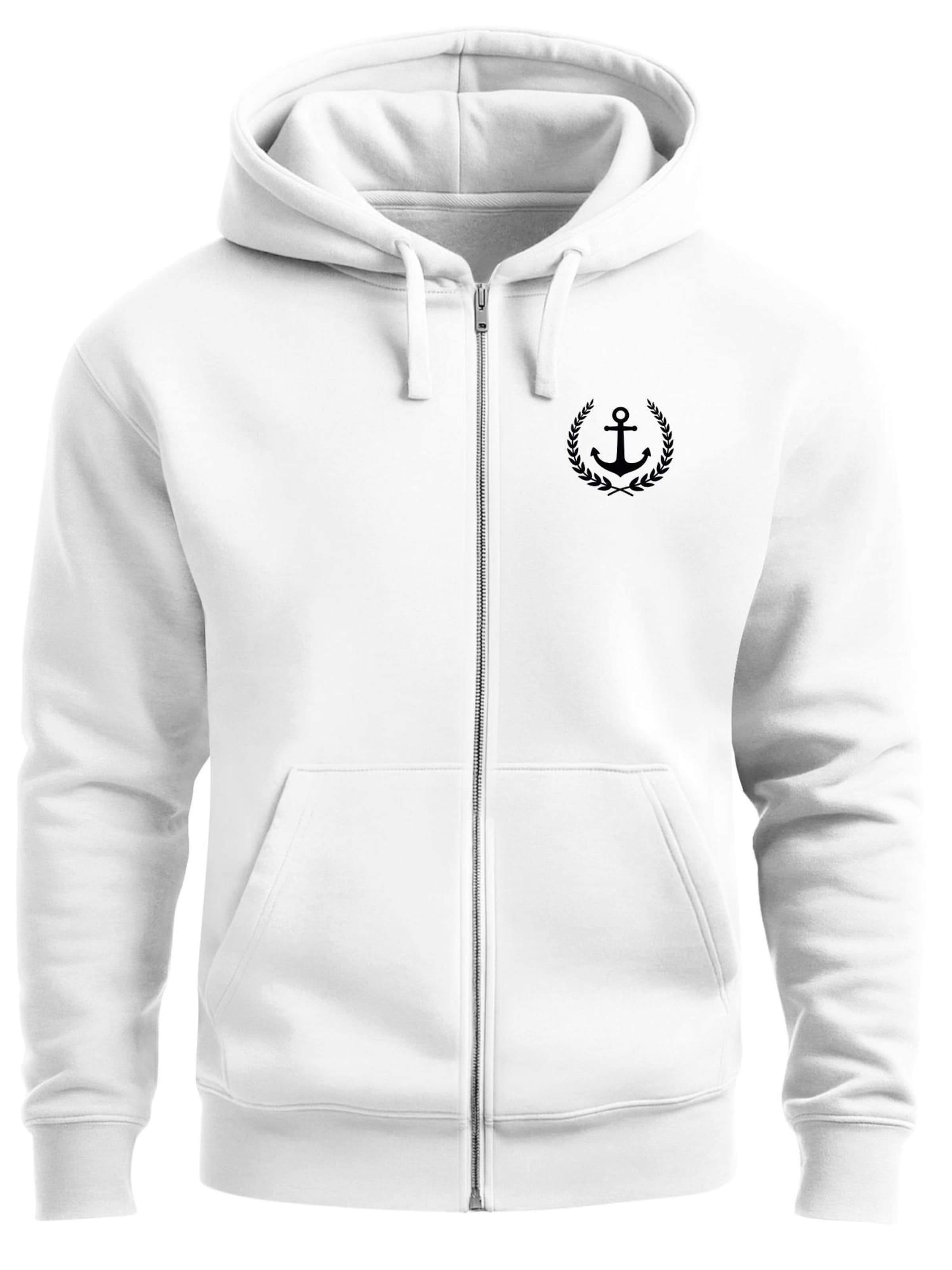 Neverless Sweatjacke 'Anker Captain'‌‌ in Weiß: Vorderseite
