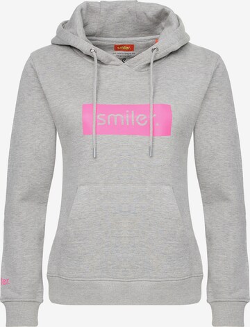 smiler. Sweatshirt 'Happy' in Grey: front