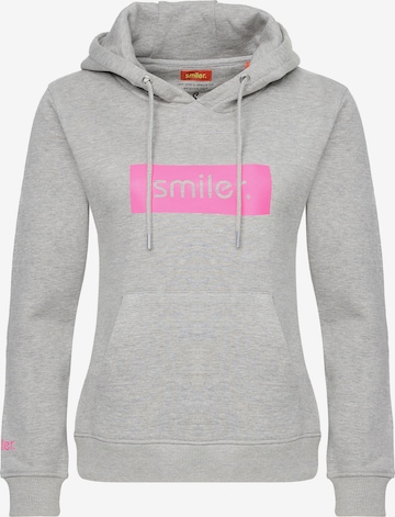 smiler. Sweatshirt 'Happy' in Grey: front