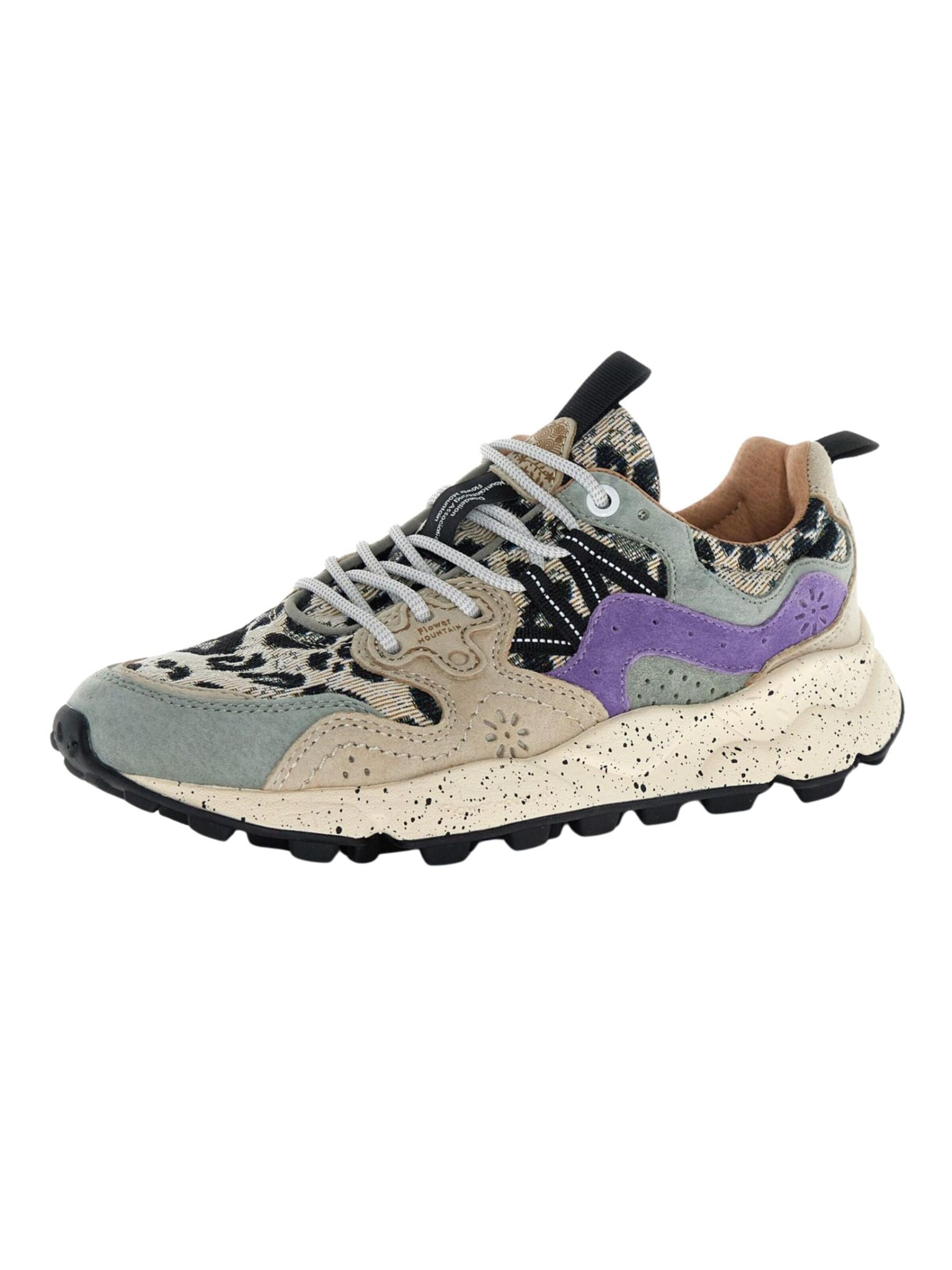 Sneaker alta 'FLOWER MOUNTAIN - Sneaker Donna in Nubuck e Tessuto Jacquard Multicolor' di Flower Mountain in blu
