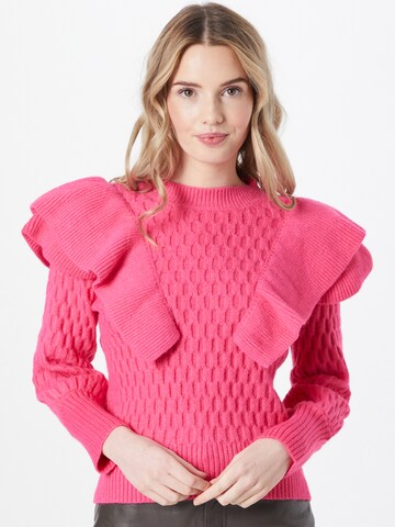 Warehouse Sweter 'Honeycomb' w kolorze różowy: przód