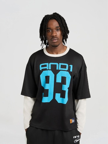 Tricou de la AND1 pe negru: față