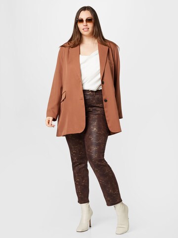 SAMOON Skinny Pants 'Betty' in Brown