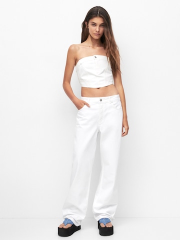 Wide Leg Jean Pull&Bear en blanc