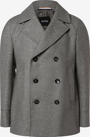 BOSS Black Between-Seasons Coat 'Pea' in Grey: front