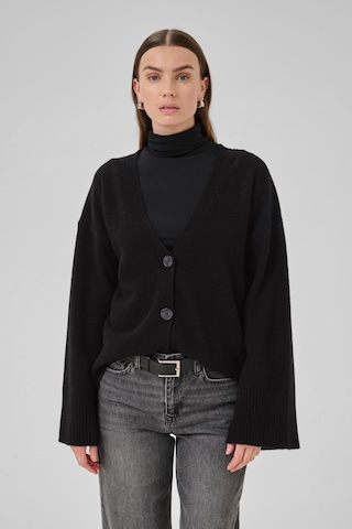 My Essential Wardrobe Gebreid vest 'Huxi' in Zwart: voorkant