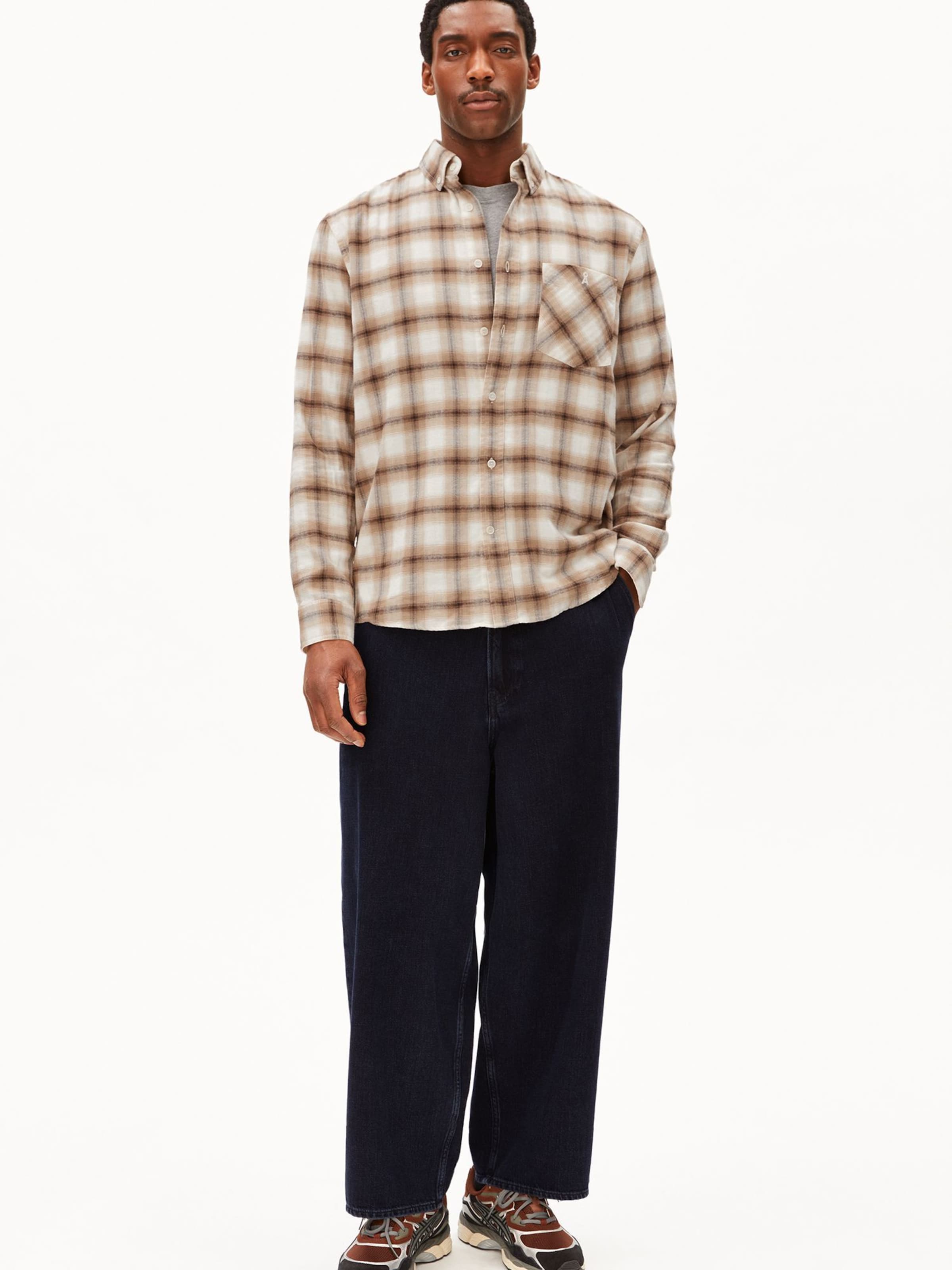 ARMEDANGELS Comfort Fit Hemd CHECK in Beige