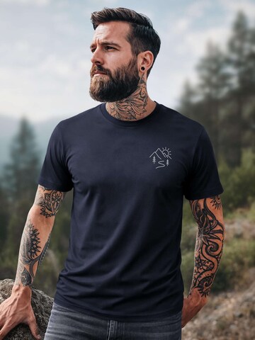 Neverless Shirt 'Berg Linie' in Blue