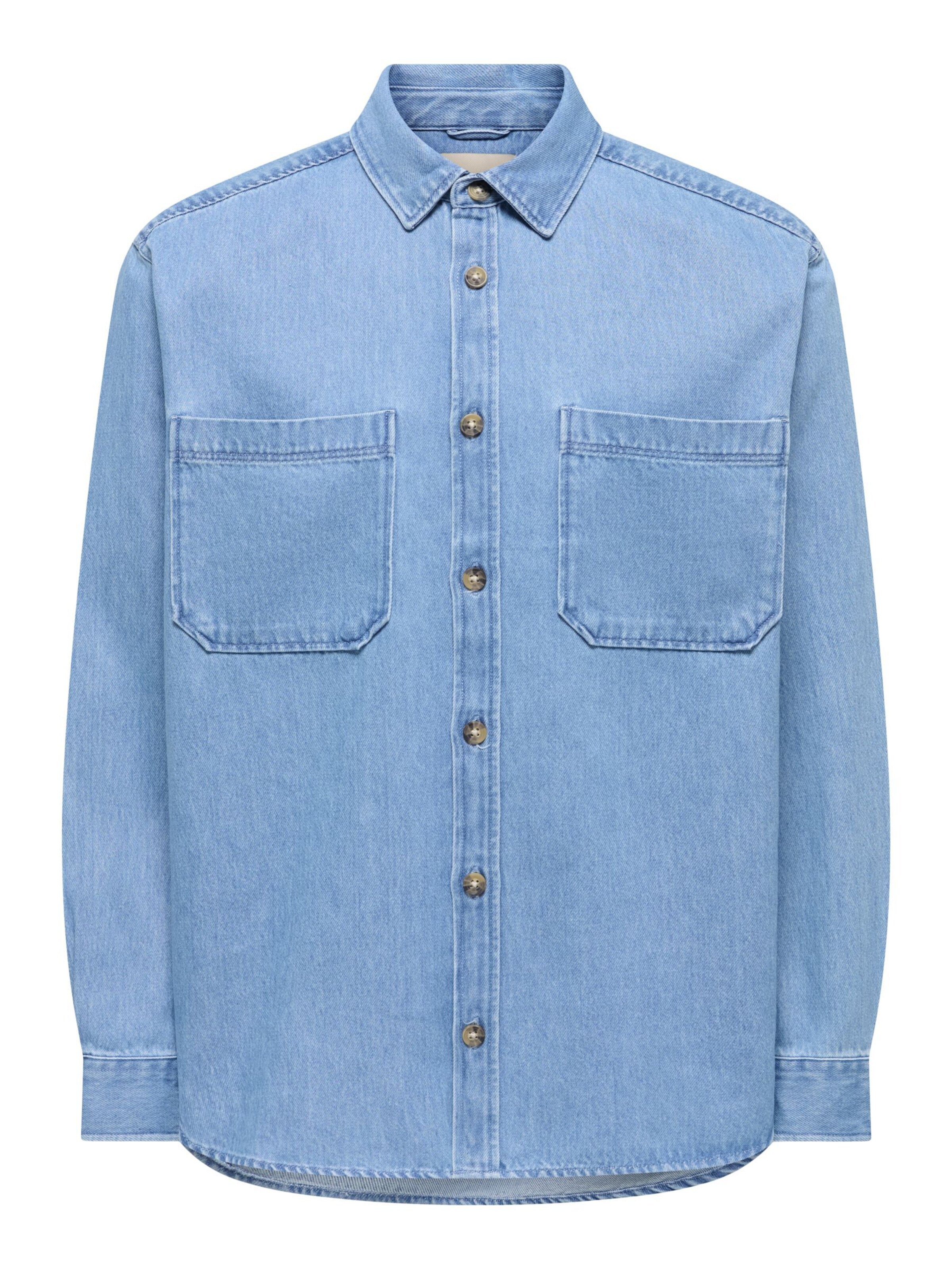 Only & Sons Junior Regular fit Button up shirt 'OSJAlp' in Blue: front
