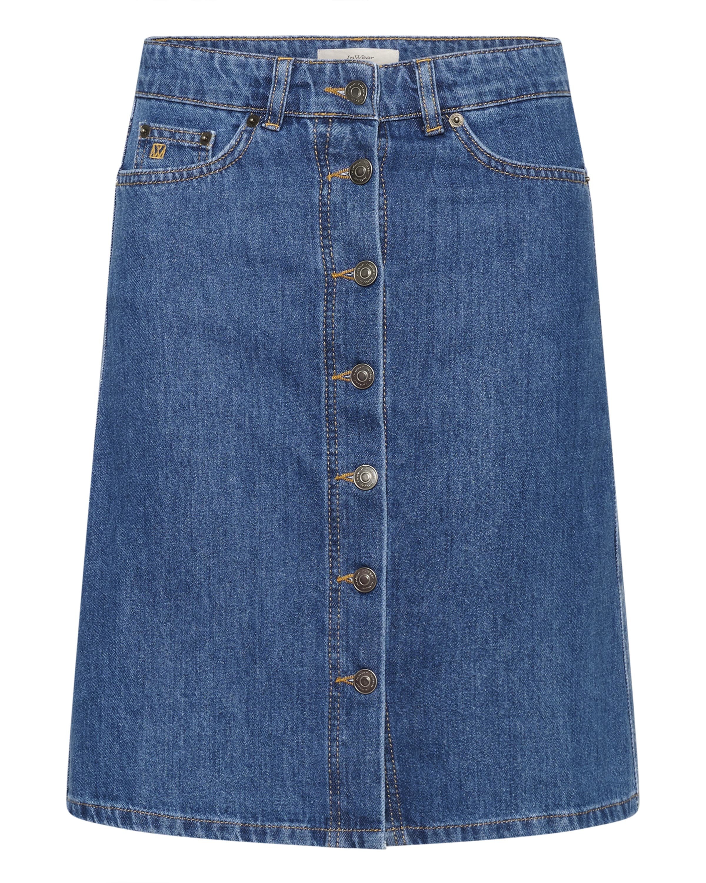 InWear Rok 'Keia Keza' in de kleur Blauw denim, Productweergave
