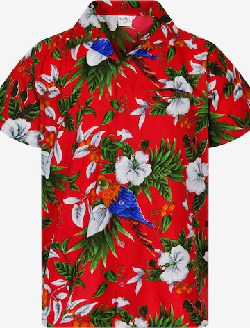 King Kameha Shirt 'Cherryparrot' in Rot: Vorderseite