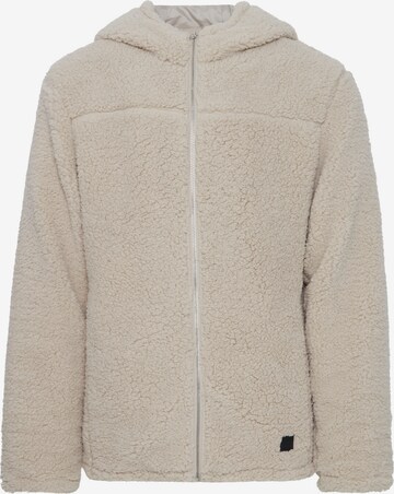 !Solid Fleece Jacket in Beige: front