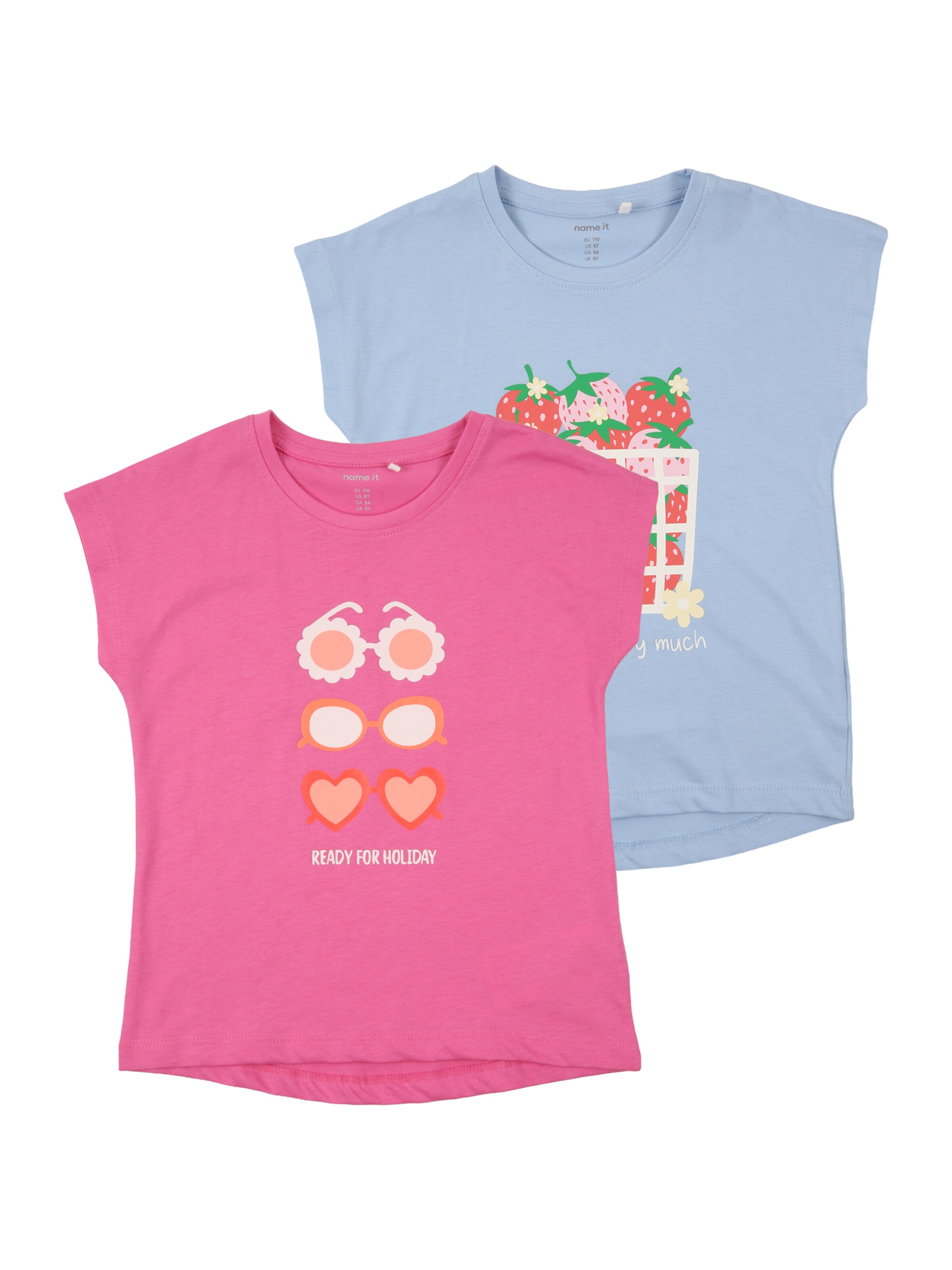 NAME IT T-Shirt 'NMFVIGEA' in hellblau / orange / rosa / hellpink, Produktansicht