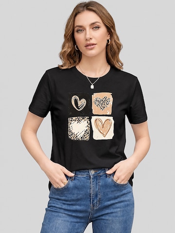 T-shirt 'Women's Short Sleeve Shirt Summer Tops' LapaPlus en noir : devant