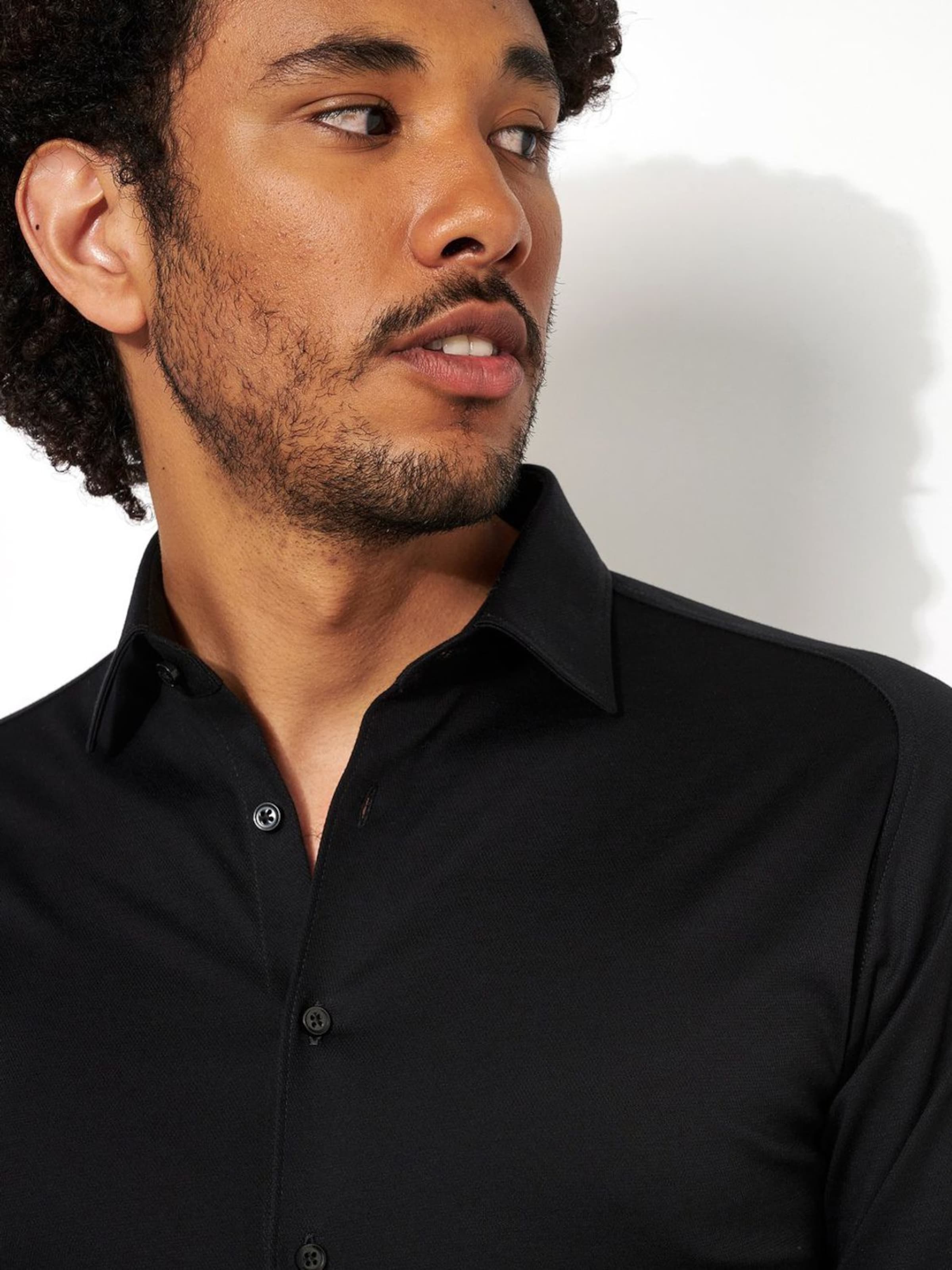 DESOTO Slim fit Button Up Shirt 'Kent' in Black