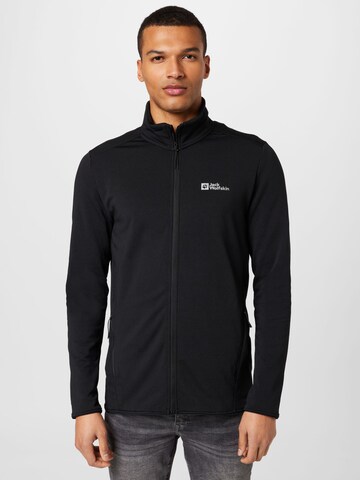 JACK WOLFSKIN Athletic fleece jacket in Black: front