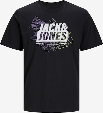 JACK & JONES Тениска 'MAP' в черно: отпред