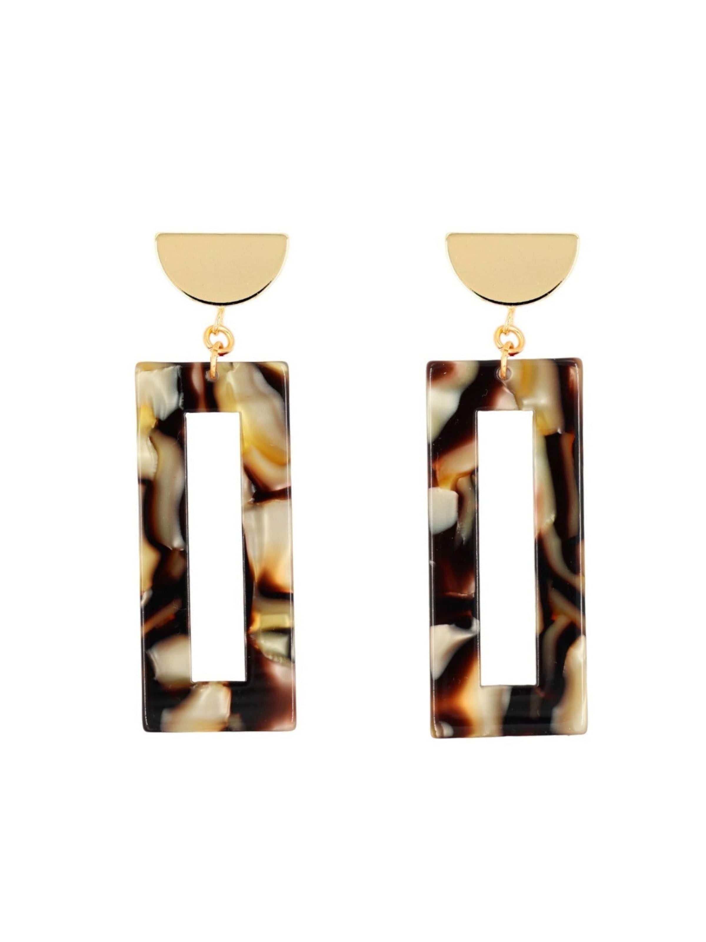 Fräulein Wunder Earrings 'Acetat Akane' in Brown: front