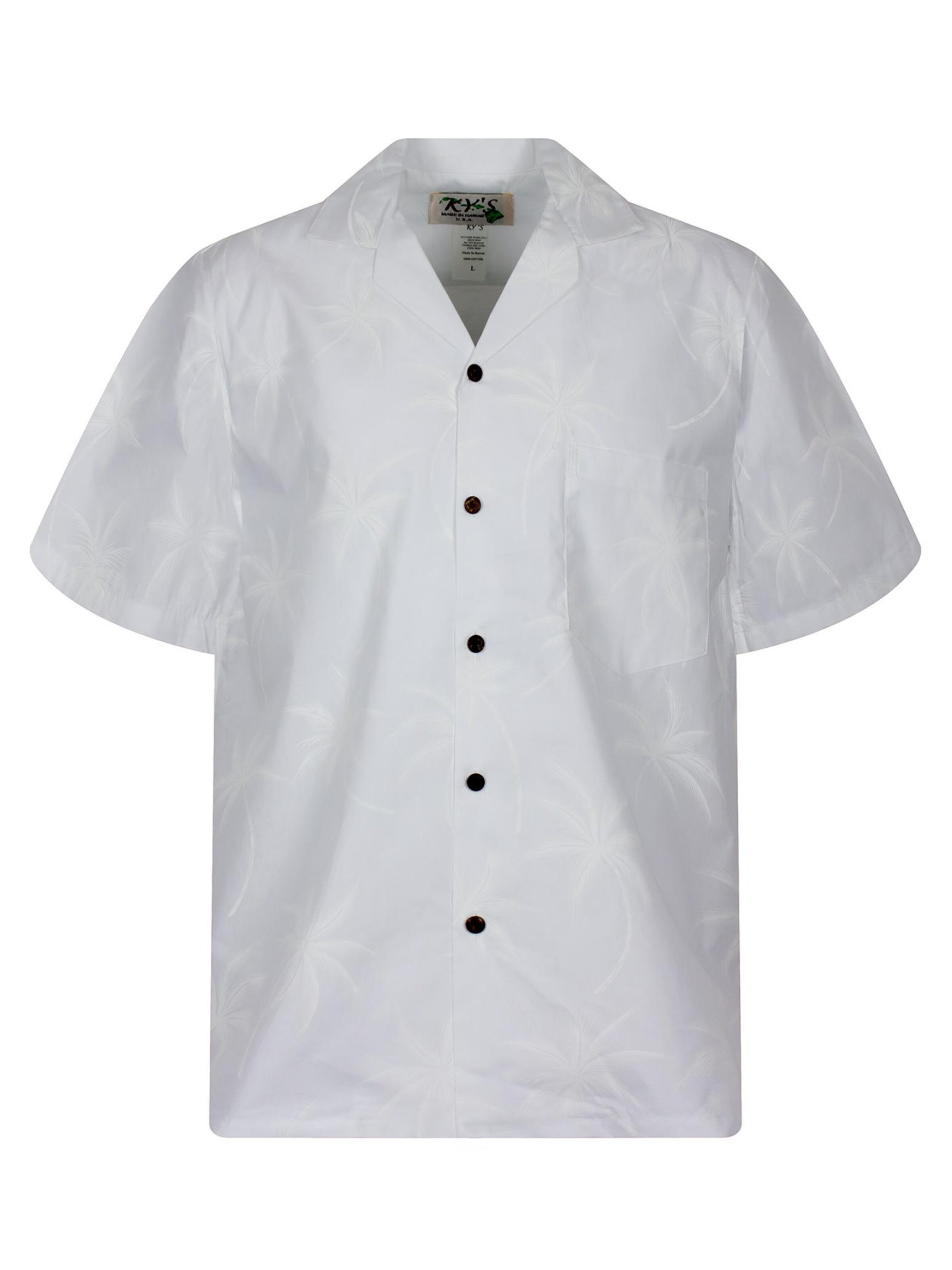 KY's Regular fit Button Up Shirt 'Palmshadow' in White: front