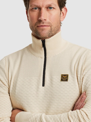 PME Legend Trui 'Pullover with half zipper' in Beige