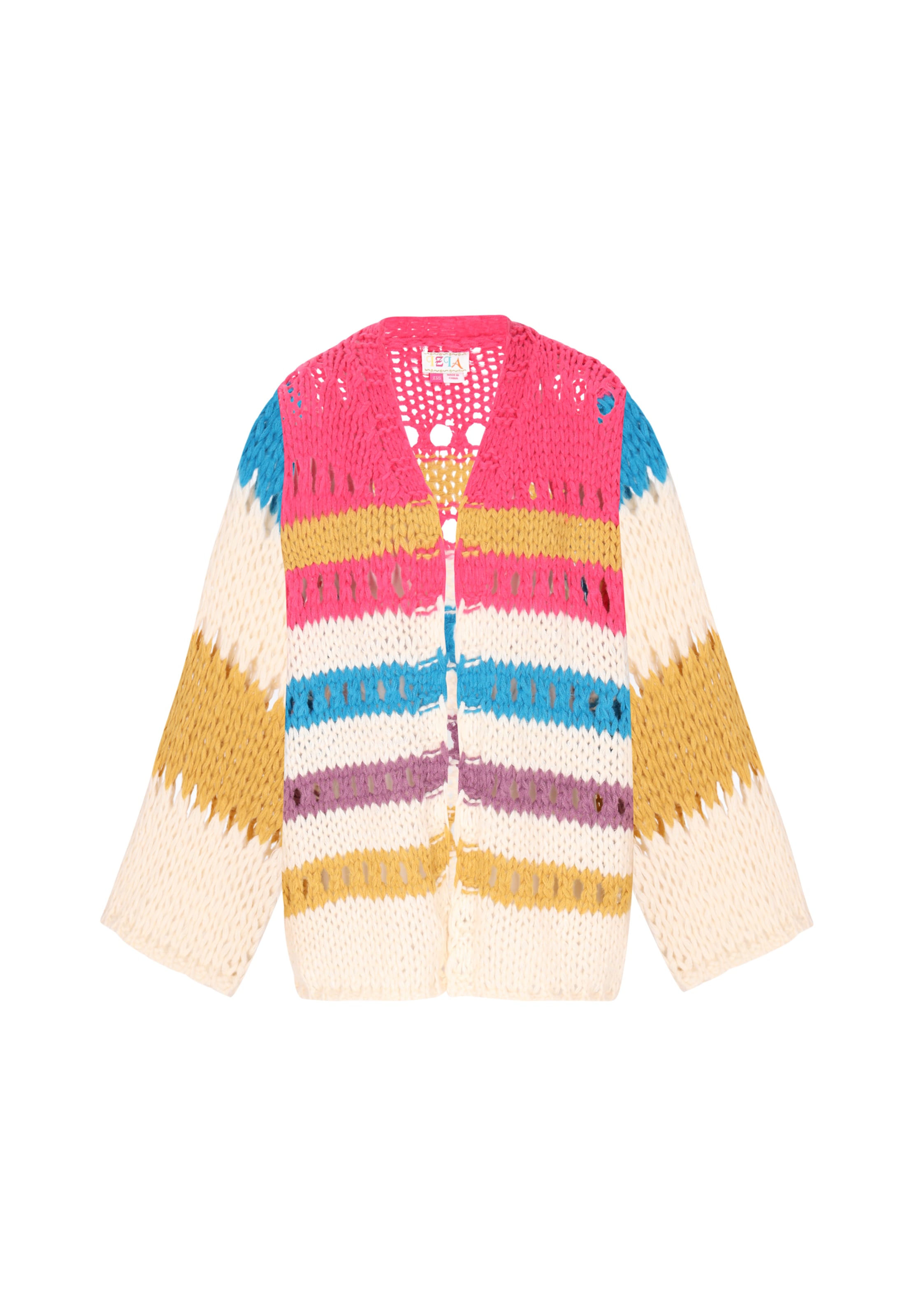 IZIA Πλεκτή ζακέτα 'Boho' σε ανάμεικτα χρώματα: μπροστά
