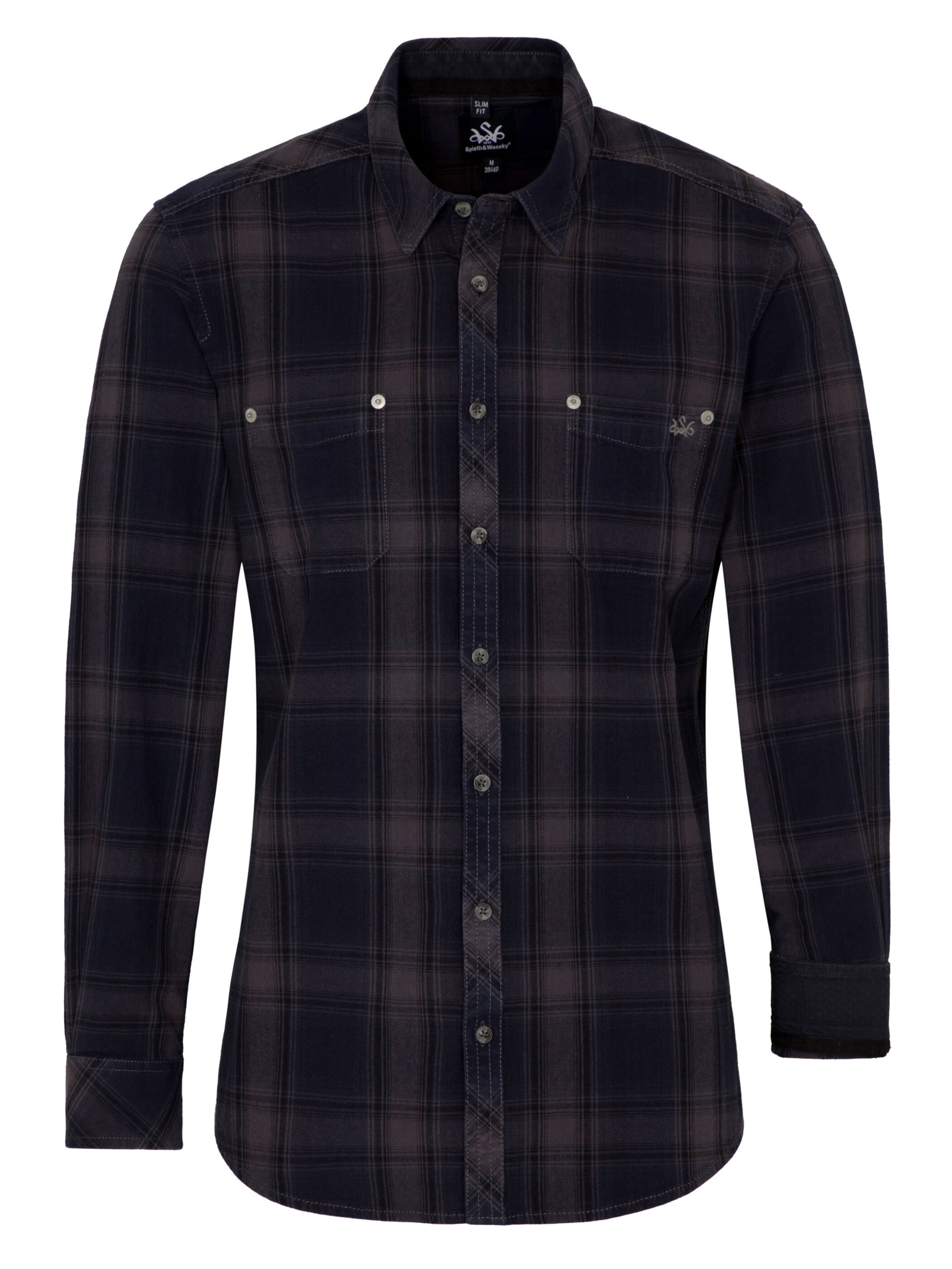 SPIETH & WENSKY Slim Fit Trachtenhemd 'Fetan' in Blau: Vorderseite