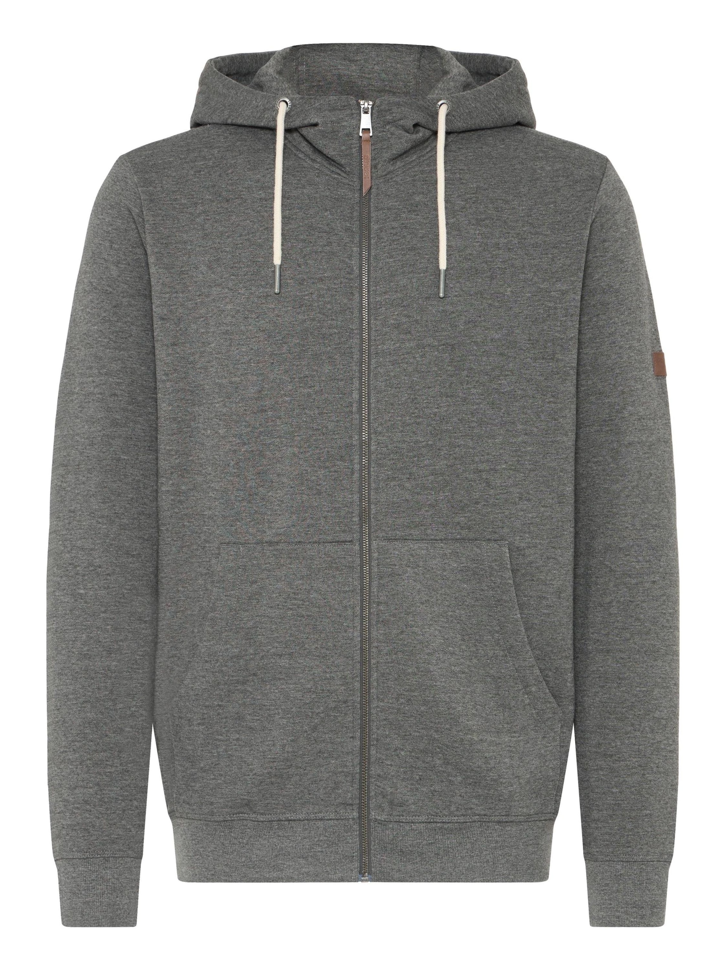!Solid Kapuzensweatjacke ' SDSIMA ' in Grau: Vorderseite