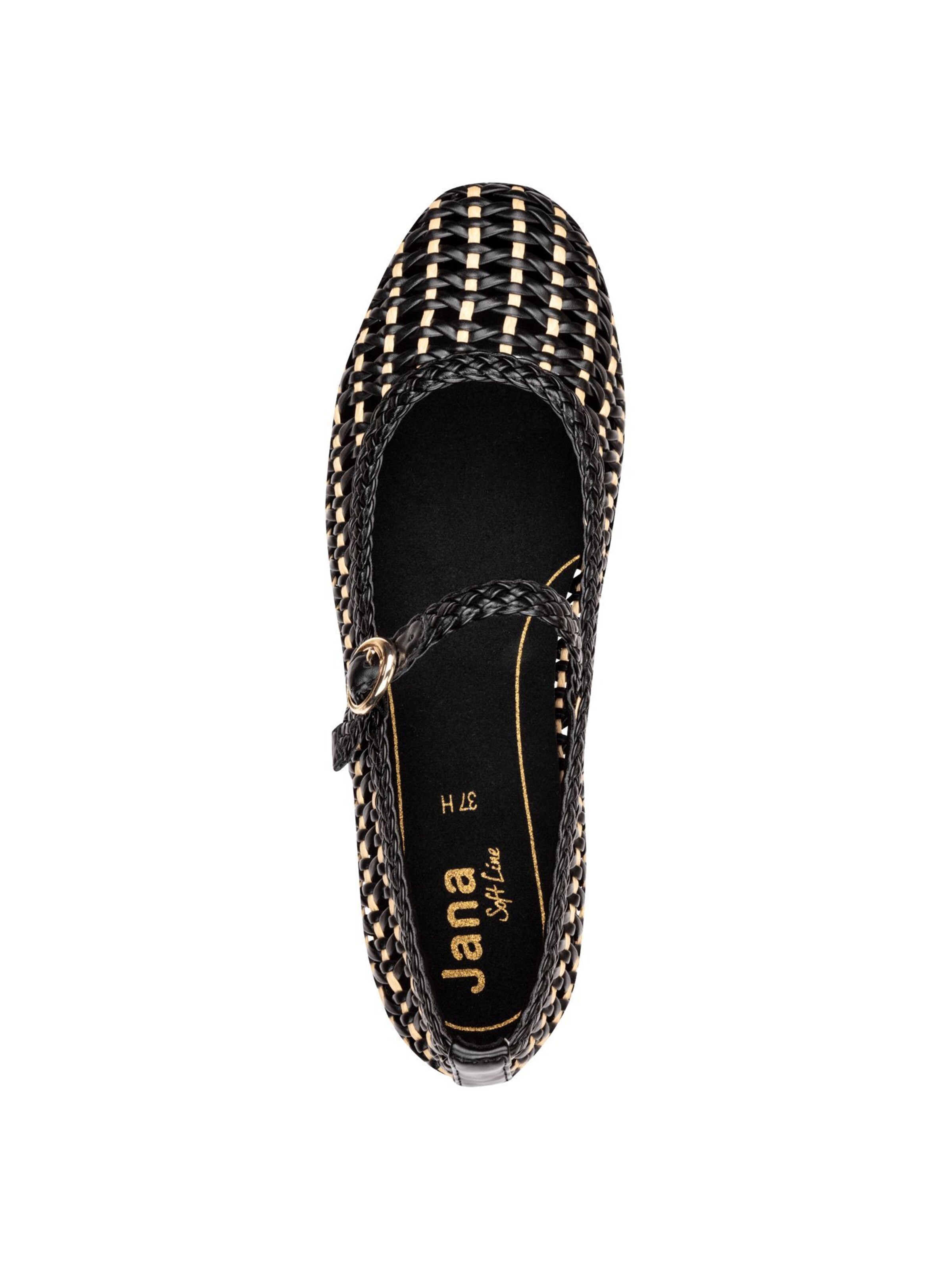 JANA Ballet Flats with Strap in Black