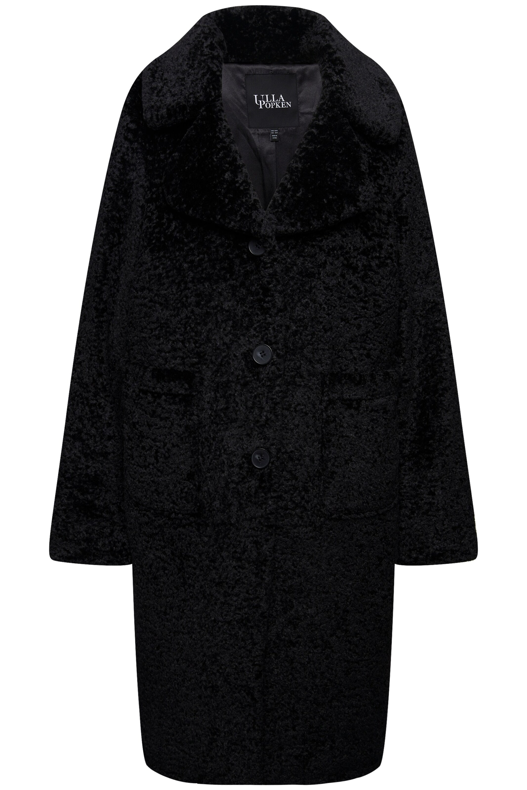 Ulla Popken Wintermantel in Zwart: voorkant